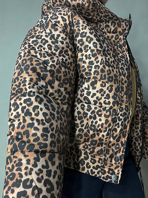 Куртка женская Lady Yep 9006 короткая с капюшоном леопардовый принт на резинке демисезонная коричневая, коричневый, 42 Киев - изображение 12