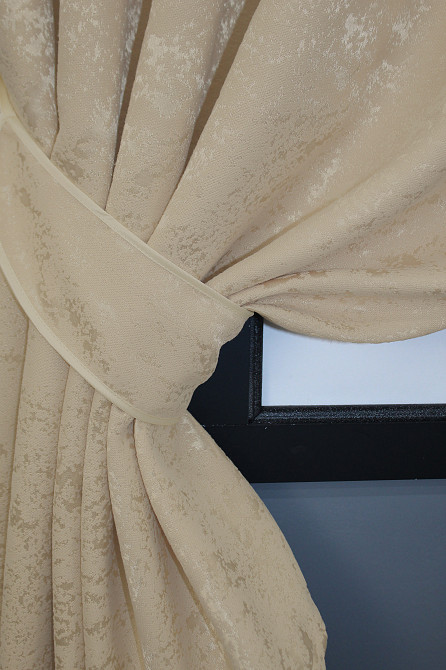Комплект коротких штор VR-Textil Льон мармур Pavliani № 1170ш Бежевий 130х170 см 2 шт (35-0028) Київ - фото 3
