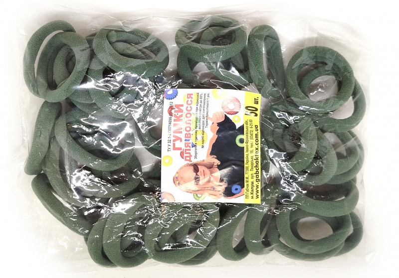 Гумки для волосся з нейлону хакі 50 шт Київ - фото 1