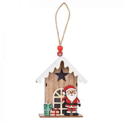 Украшение декоративное YES! Fun Домик с Сантой 11 см дерево LED (975073) Винница