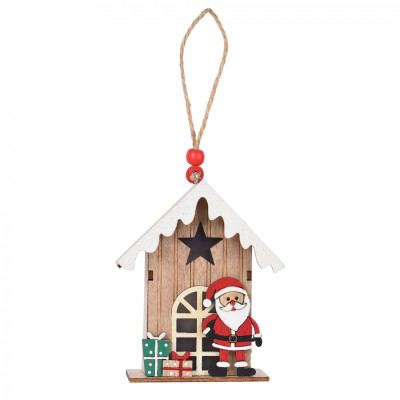 Украшение декоративное YES! Fun Домик с Сантой 11 см дерево LED (975073) Винница - изображение 1