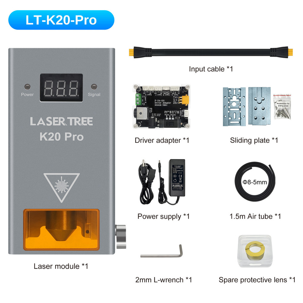 Потужний лазер з подачею повітря 20 Вт 450 нм Laser Tree K20 Pro для різання та гравіювання CNC Київ - фото 2