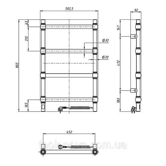 Сушарка для рушників неіржавка електрична Navin Retro 500х800 Sensor права, чорний муар Чернівці