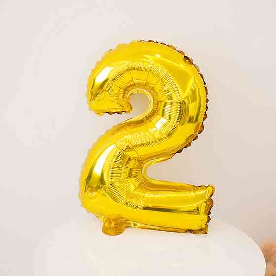 Кулька цифра 2 фольгована 32 дюйма золотистий Київ