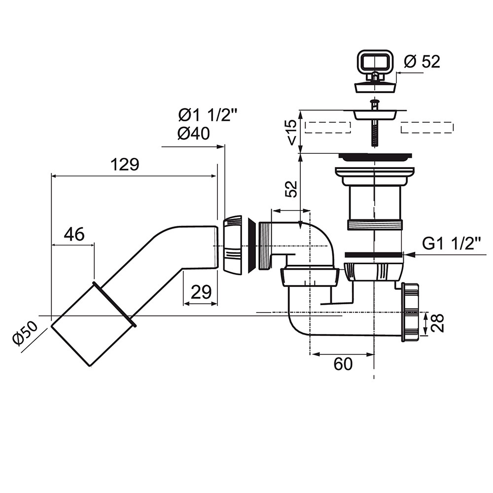 Wirquin Сифон для душевого поддона Ø50мм с адаптером Ø40/50мм WIRQUIN (9544920) Киев - изображение 2