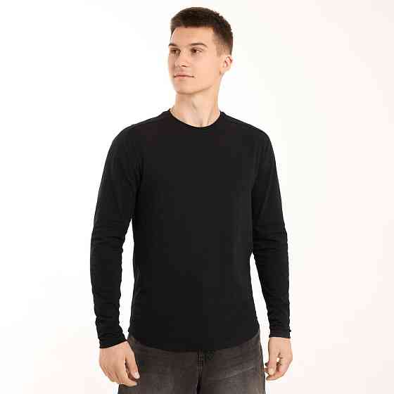 Черный мужской лонгслив Pobedov Dune. Черная мужская кофта из кулира Киев