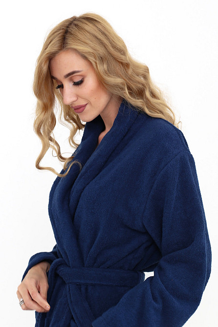 Женский халат Ideal Textile банный махровый Темно-синий L (56860468) Черновцы - изображение 2