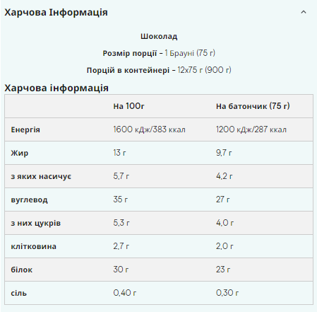 Protein Brownie - 12x75g Chocolate Chunk Київ
