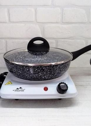 Сковорода с крышкой Гранитное покрытие 22 см, для всех видов плит, турбо-индукционное дно EB-3437 Одесса - изображение 5