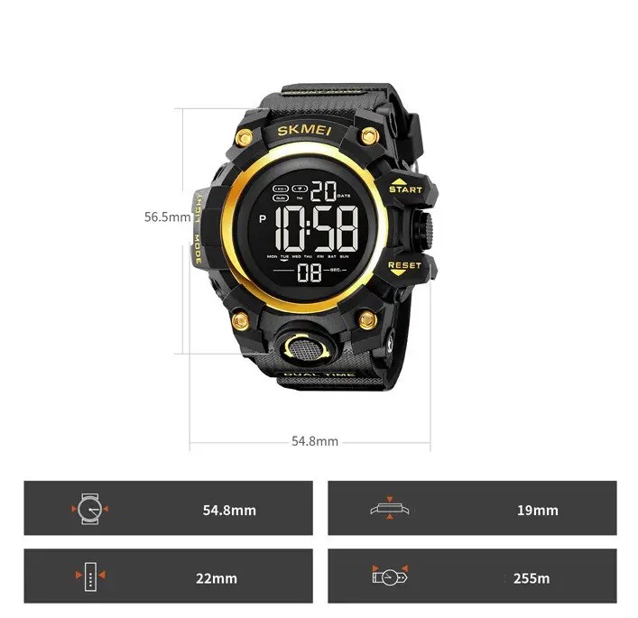 Годинники чоловічі спортивні Skmei 2140 hamlet (Чорний з золотистим) Київ - фото 10