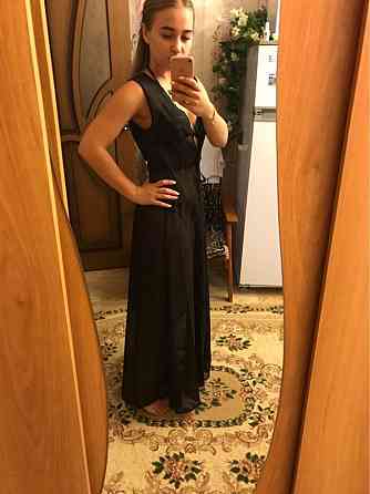 Пляжний довгий халат із шифону 42 чорний Київ