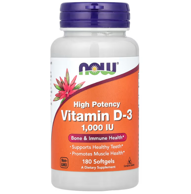 Витамин D3 (Vitamin D3), NOW Foods, 1000 МЕ 180 капсул Киев - изображение 1