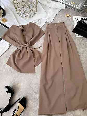 Жіночий базовий брючний костюм-двійка з креп костюмки Моко, 46/48 Одеса