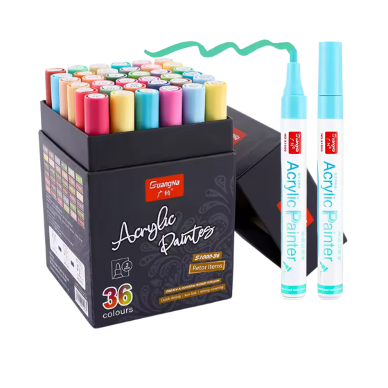 Набір акрилових маркерів GuangNa, 36 кольорів, для малювання по дереву, склу, тканині, розмальовок і творчості Кам'янець-Подільський