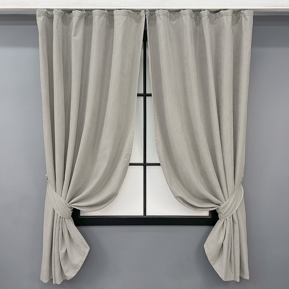 Комплект коротких штор VR-Textil Микровелюр Petek YL № 1803ш Светло-серый 130х170 см 2 шт (35-0385) Киев - изображение 1