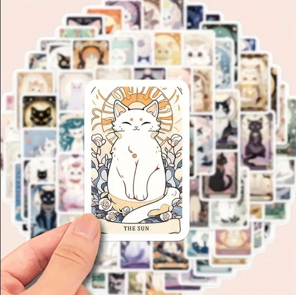 Стикеры Таро с котами – 78 шт, виниловые, водостойкие Киев - изображение 1
