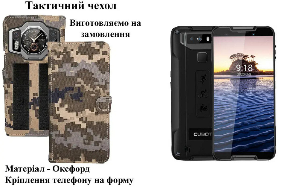 Тактичний чохол для Cubot King Kong Mini, Mini 2 Pro, Mini 3, кріпиться до спорядження на липучці Київ - фото 1