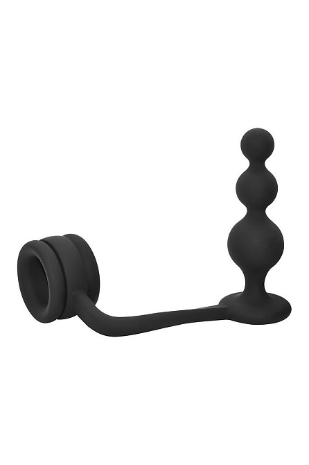 Кольцо для пениса Dream Toys Ramrod с анальной пробкой в форме шара, черное Sex Aura Киев - изображение 7