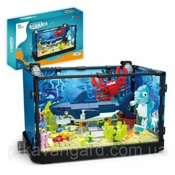 Конструктор акваріум 3D з акулою крабом морським коником 648 деталей підсвічування 7020 Хмельницький