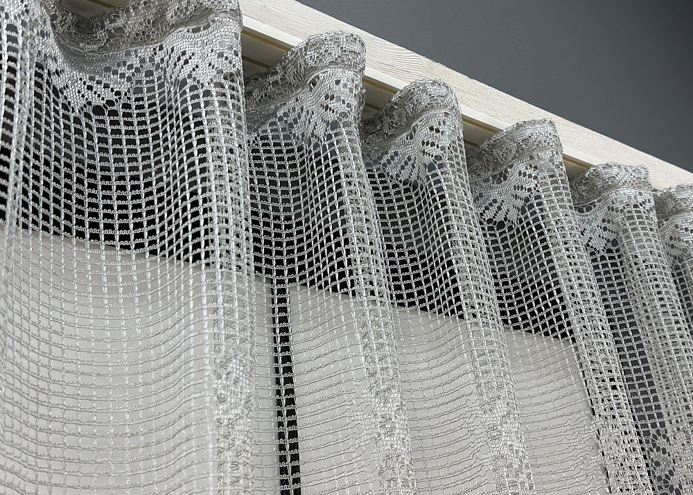 Тюль сетка VR-Textil Juli № 1232т Арка на кухню цвет серый с черным 300х150 см (53-0159) Киев - изображение 7