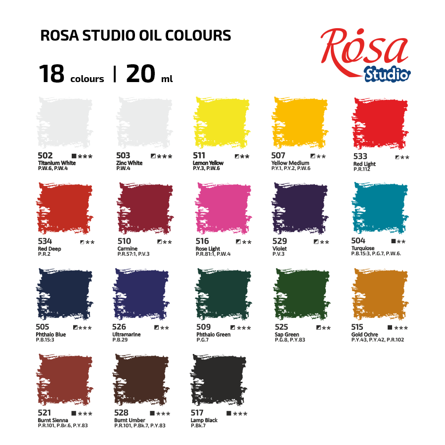 Набір олійних фарб 18х20мл блістер ROSA Studio Київ - фото 7