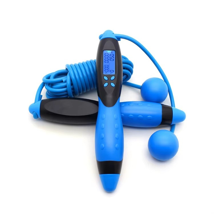 Скакалка умная, цифровая с электронным счетчиком регулируемая для фитнеса,черно-синяя Каменец-Подольский - изображение 1