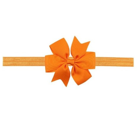 Дитяча помаранчева пов'язка з бантиком - на резинці, окружність від 30см до 48см, бант 9см Київ - фото 1