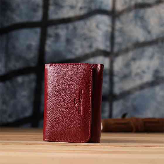 Компактный кошелек удобного формата из натуральной кожи Бордовый (ST Leather) Киев