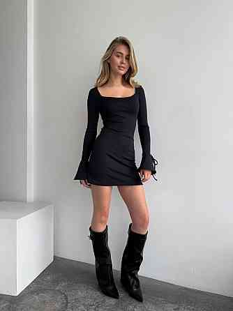 Женское базовое мини платье из турецкого микродайвинга Графит, 42/44 Одесса