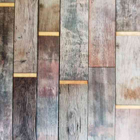 Шпалери вінілові Grandeco One roll one motif 2 A41501 панно 3д лофт під дерево дошка коричневий чорний бежевий Київ