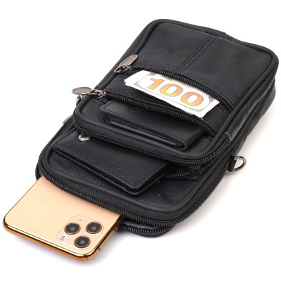 Сумка Vintage На пояс з натуральної шкіри Чорна (21481) Вінниця - фото 4