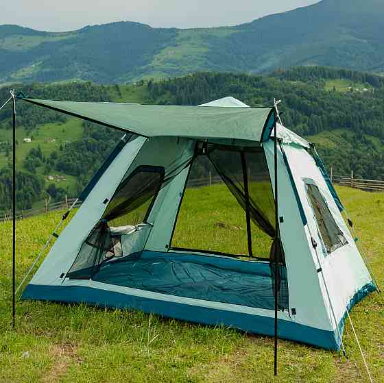 Намет кемпінговий 3-місний з тентом 235*235*155 см синій LU005BL Коломыя
