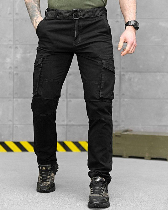 Штаны карго  черные pasifik  с поясом ДЛ7254 Одесса - изображение 1