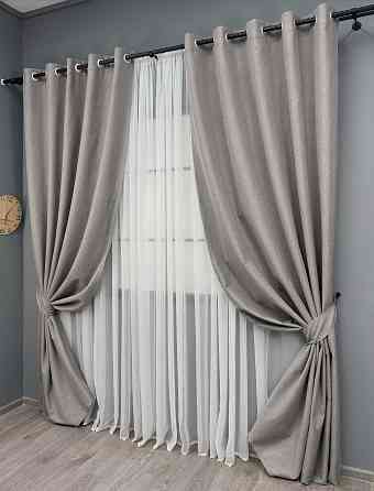 Комплект штор на люверсах VR-Textil Блэкаут двусторонний ASHEN NIGHT № 1848ш Кофейно-серый 150х270 см 2 шт (37-0289) Киев