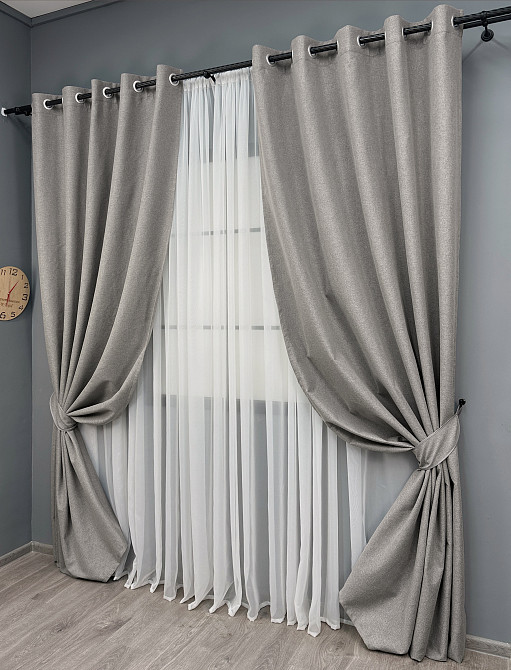 Комплект штор на люверсах VR-Textil Блэкаут двусторонний ASHEN NIGHT № 1848ш Кофейно-серый 150х270 см 2 шт (37-0289) Киев - изображение 3