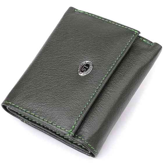 Жіночий мініатюрний гаманець із натуральної шкіри Зелений (ST Leather) Київ