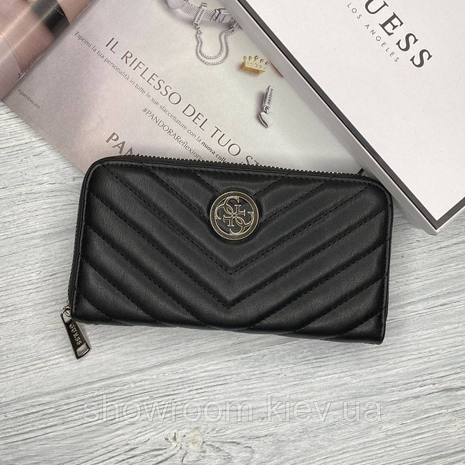 Жіночий гаманець на блискавці Guess (7582) чорний Київ - фото 2