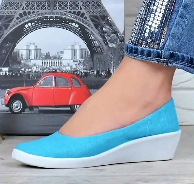 Женские Мокасины Голубые Балетки Туфли на Танкетке Бирюзовые (размеры: 37,38) Днепр - изображение 1