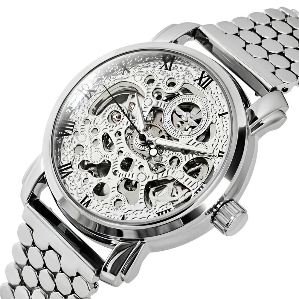 Годинник чоловічий механічний Winner Silver Grain (2 ремінці) Вінниця - фото 1