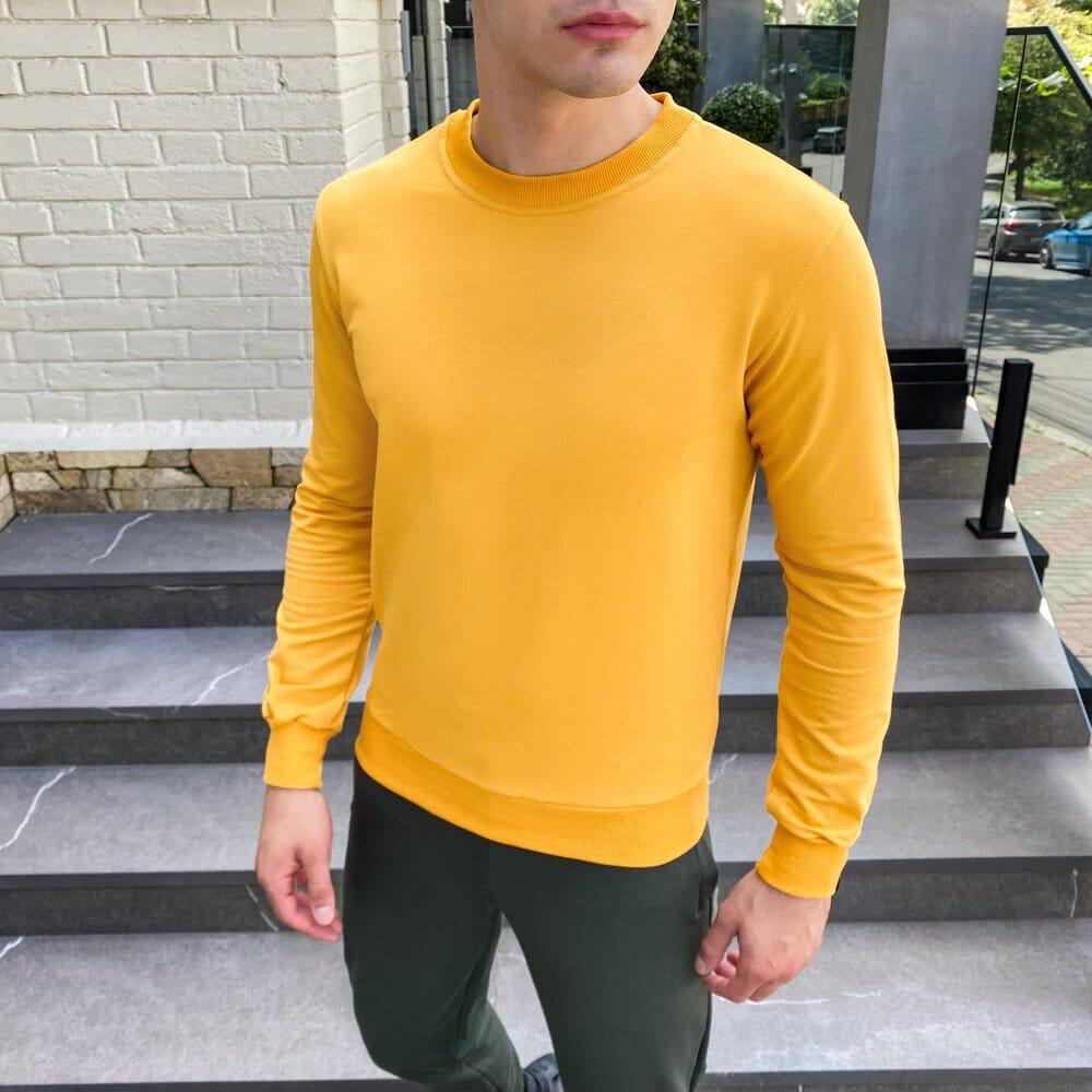 Світшот чоловічий однотонний жовтий Pobedov 001 Київ - фото 5