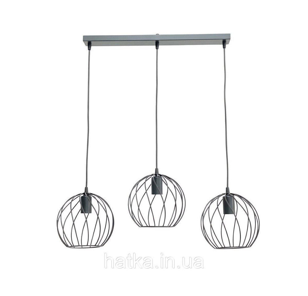 Підвісний світильник на три плафони VALESO TY406-3 Лофт чорний E27 Київ - фото 1