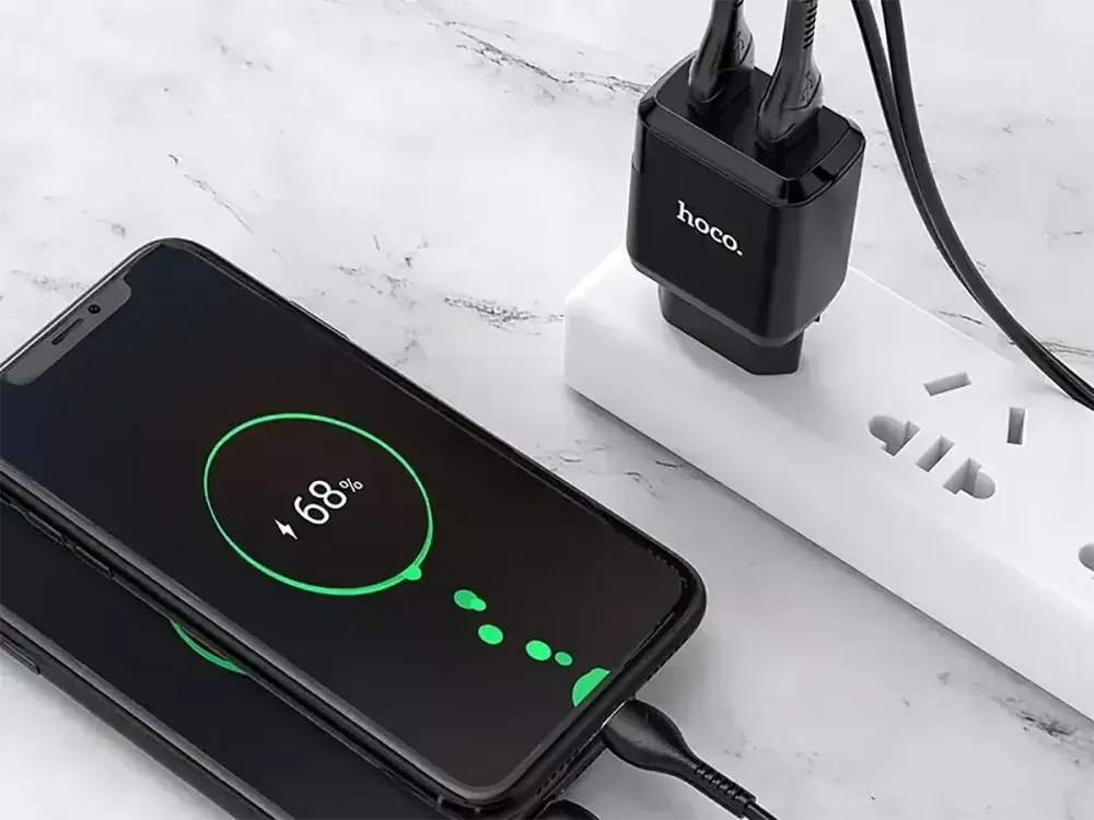Мережевий зарядний пристрій Hoco N7 Speedy 220V (10.5W, 5V/2.1A) на 2 USB-порти з кабелем USB - micro-USB Одеса - фото 7