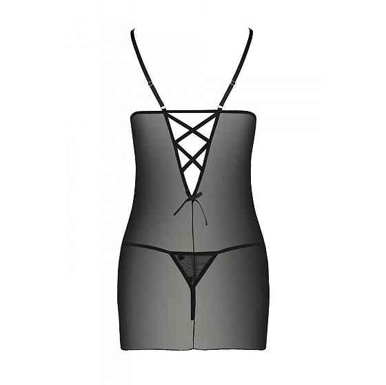 Сорочка с вырезами на груди, стринги Passion LOVELIA CHEMISE L/XL, black Sex Aura Киев