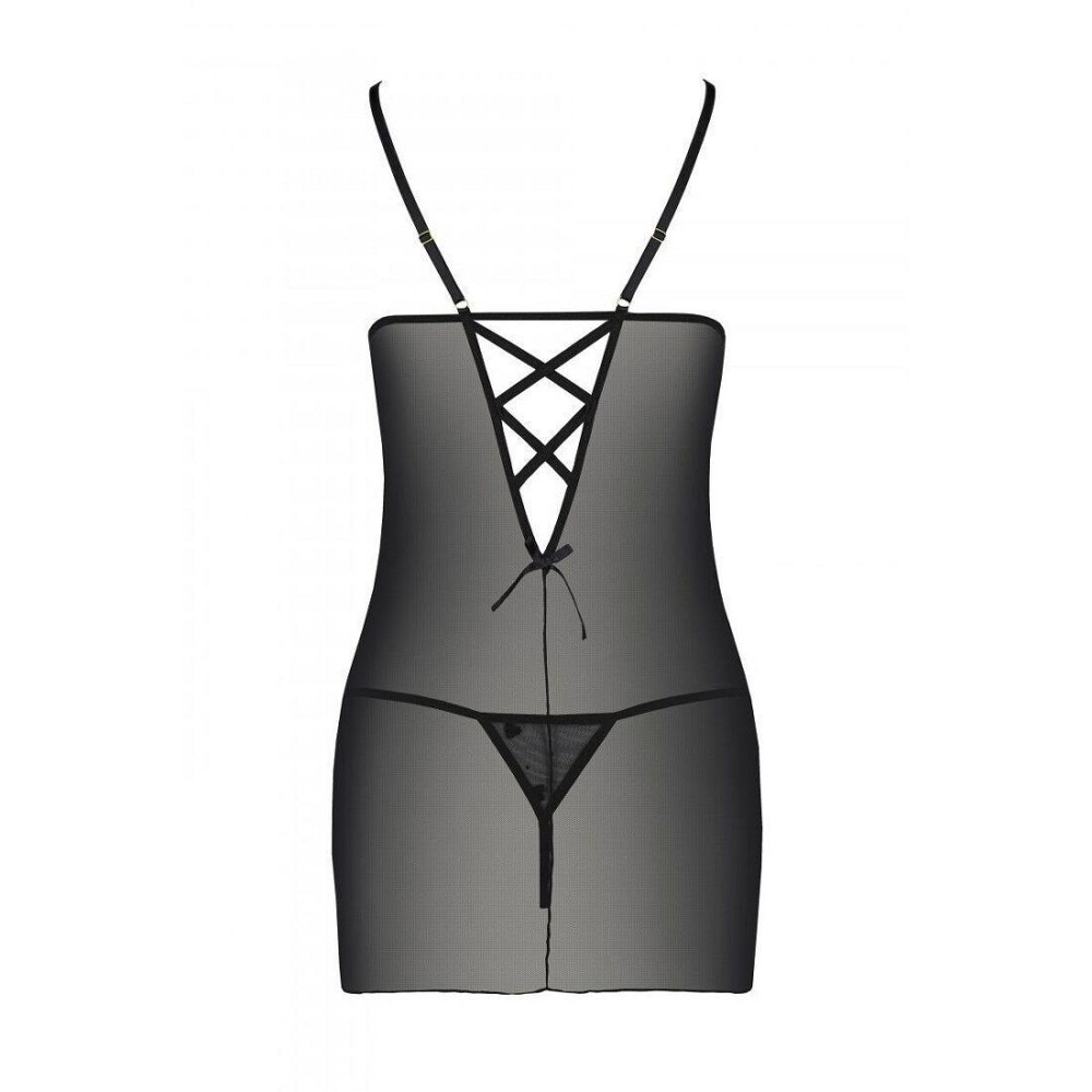 Сорочка с вырезами на груди, стринги Passion LOVELIA CHEMISE L/XL, black Sex Aura Киев - изображение 6