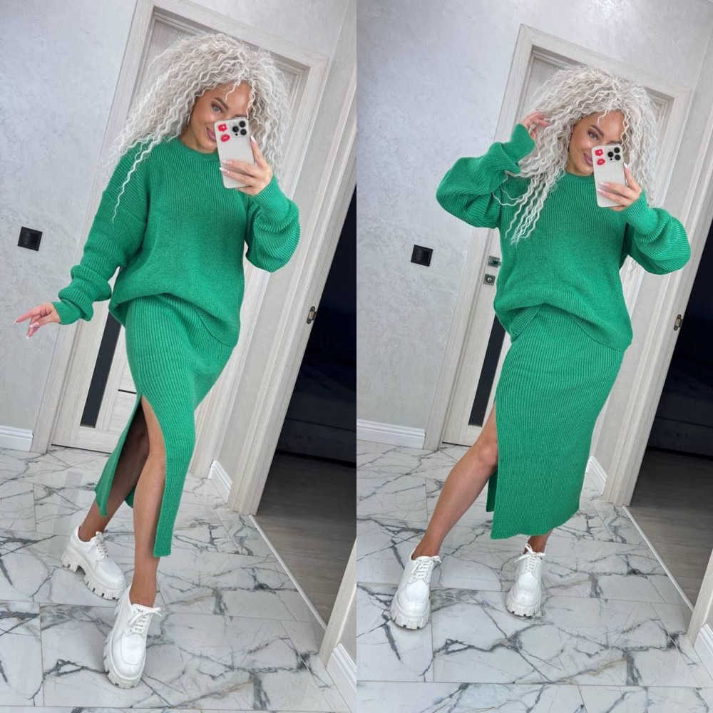 Женский вязаный костюм юбка с разрезом и джемпер.  42-50р. Киев - изображение 6