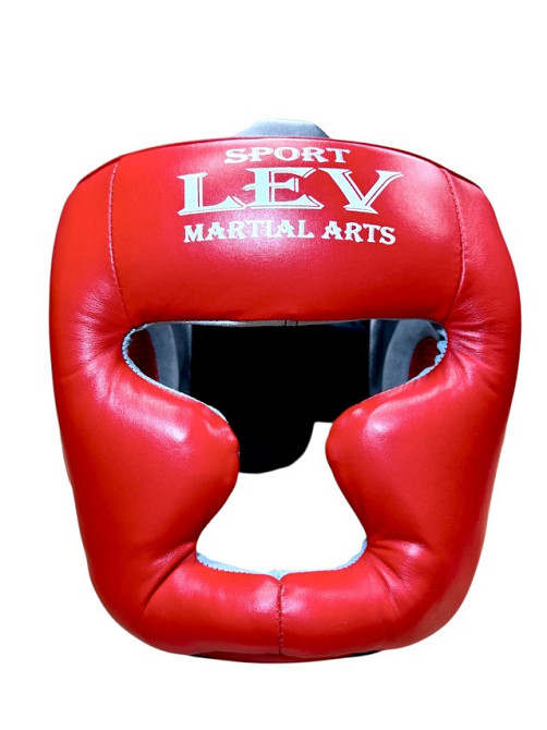 Шолом боксерський з повним захистом LEV, шкіра, р. L Вишневе - фото 1