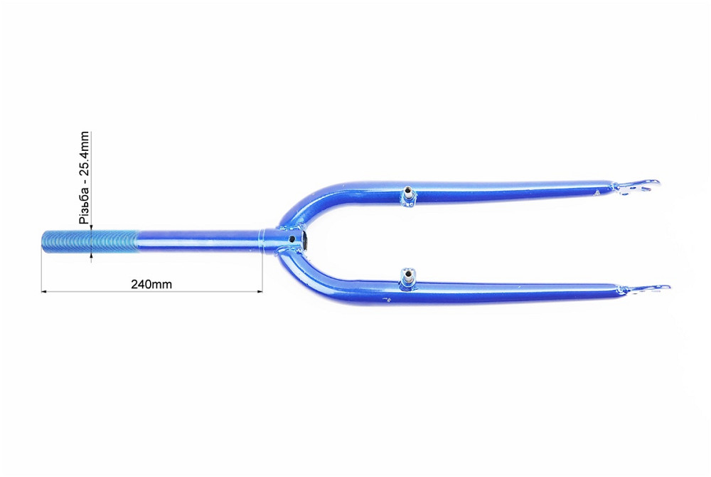Вилка 24" з різьбою 1" (25,4мм), шток 240мм, V-brake, синя Київ - фото 3