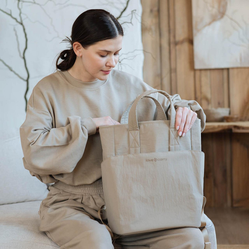 Сумка-рюкзак для мами Чорна Бежевий Київ - фото 1