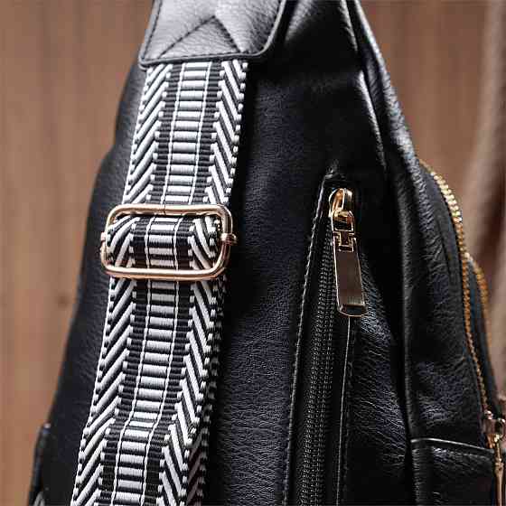 Цікава жіноча сумка з однією лямкою через плече з екошкіри Vintage 22759 Чорний Київ