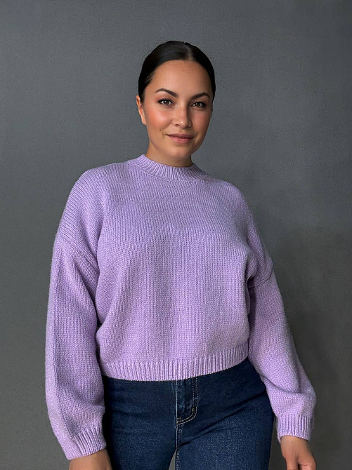 Светр жіночий Fancy Matinee 539 оверсайз однотонний, бузковий, one size Київ - фото 11